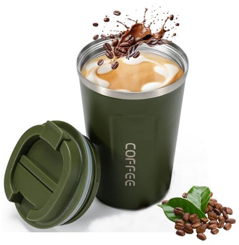 Artlive Coffee Cup, Reusable, Insulated & Double Wall Travel Mug - Travel Cup Thermal Stainless Steel Eco-Friendly with Lid - Hot & Cold Coffee Mug (Green, 510 ml)
