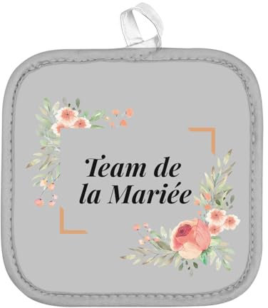 Manique de Cuisine - Team de la Mariée Mariage Fiancée Cadre Floral - (17 x 17 cm)