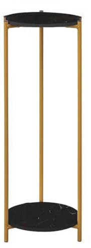 Pflanzenständer für den Innenbereich, 2 Ebenen, Blumentopfhalter, hoch, freistehend, für Dekoration, Balkon, Wohnzimmer, klein, rund, Couchtisch, Beistelltisch, schwarz, hoch, 2 Etagen, Zimmerpflanze