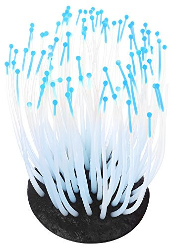 CYSFETENA Vivid Artificial Korallen Deko Coral Plant Ornament für Aquarium Unterwasser Fisch Tank Nachtlicht, Flexibles Silikon Seaweed Ideal für Aquarium Deko (Blue)