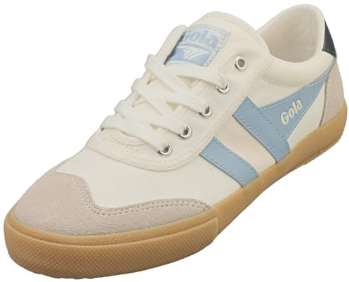 Gola Women’s Badminton Fashion Sneakers, Off White/Air/Navy/Gum, 5 UK