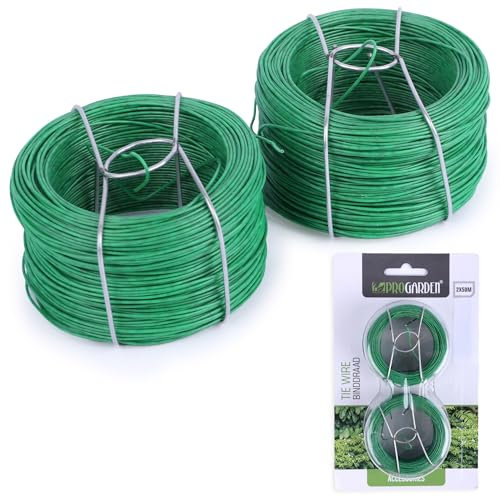 Pflanzen-Bindedraht Grün 2x50m, ø 1,25mm – Blumendraht zum Basteln, flexibler Pflanzendraht für Gartenarbeit, Pflanzenstütze & Rankhilfe, robuster Bindedraht für Kletterpflanzen & Blumen, DIY & Deko