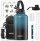 WATERSY 64oz Gourde d'eau isotherme en acier inoxydable avec 2 couvercles, étanche (couvercle à paille et couvercle à bec verseur), garde les boissons froides pendant 24 heures - Pour le sport 1890ML