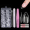 EOAMGO 120 Stück Almond Nagel Tips, Full Cover Soft Nail Tips Set, 10 Größen Tips für Gelnägel mit Kleber Feilen Nagelpuffer Nagelhautschieber, Künstliche Nägel Zum Aufkleben Nail Art DIY