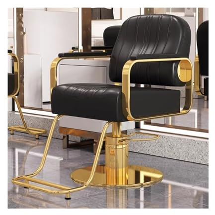 Hhaoran-9868 Chaise de barbier Fauteuils de Coiffure exclusifs, fauteuils de barbier, fauteuils de toilettage, fauteuils de Salon rotatifs et réglables Tabourets à roulettes(Gold)