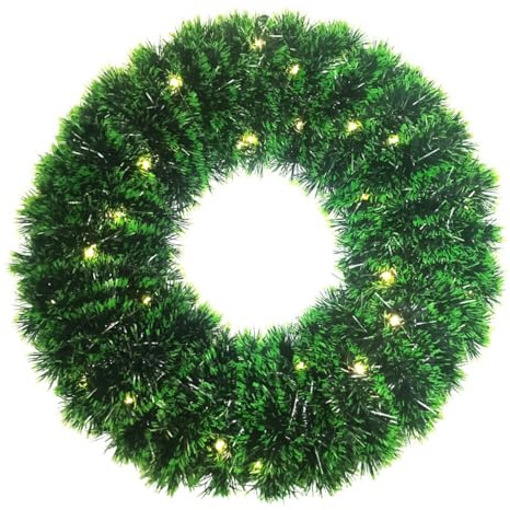 Glac Store LED Weihnachtskranz 40-45 cm Durchmesser Grün mit Fernbedienung Türdekoration Innendekoration (Durchmesser 45 cm)