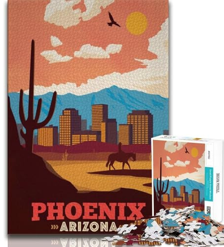 Phoenix Puzzle für Erwachsene, 1000 Teile, „Staycation Kill Time“, jedes Teil ist einzigartig – anspruchsvolles Familienspiel, 38x26cm