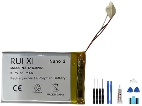 RUI XI Akku kompatibel mit iPod Nano2 2G 2. Generation MP3 Li-Polymer Nano 2 A1199 616-0282 550 mAh 3,7 V Akkus