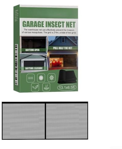 Retractable Garage Screen Door with Hands Fiberglass Mesh for Patio, Workshop, and Garage Protection
