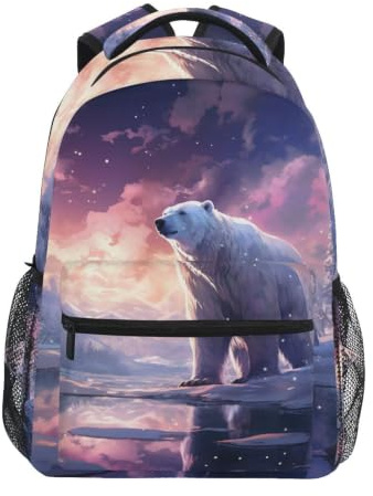 KAAVIYO WeißEr BäR Friedlich Arktisch Studentenrucksack Kinderrucksack Büchertasche Schülerrucksack Laptop Rucksäcke für die Reise Teen Mädchen Jungs