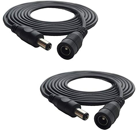 DZYDZR 2 PCS 2 Meter 2,1mm x 5,5mm DC 12V Adapter Kabel DC Stecker Verlängerungskabel männlich zu weiblich schwarz