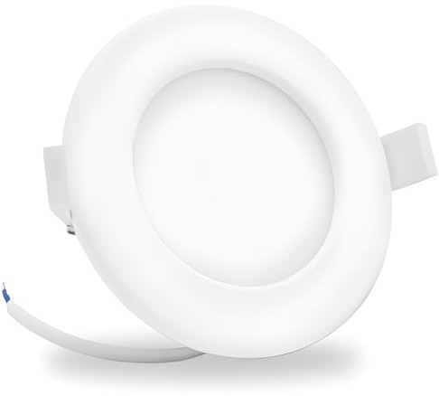 Lumare LED Einbaustrahler 6W | IP44 Spritzwasser geschützt| Ultra flach mit 26mm Einbautiefe | Spot für Wohnzimmer, Badezimmer | Einbauleuchten Weiß Rund | Decken Spot Warmweiß 3000K| 9er Set