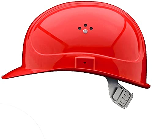 GUARD 5 - BAU-Schutzhelm - DIN EN 397 - Einstellbarer Arbeitshelm - Bauarbeiterhelm Schutzhelm Bauhelm - mit 6-Punkt Gurtband mit Leder Schweißband an der Stirn (Rot)
