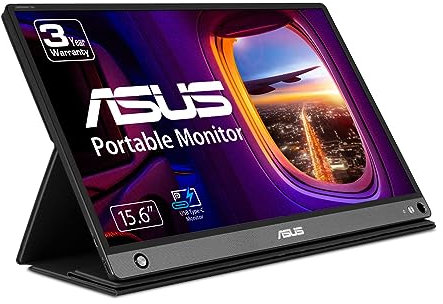 Asus Zenscreen Go MB16AHP Écran portable Full HD IPS anti-reflet Batterie et haut-parleur intégrés USB Type-C Micro HDMI avec étui pliable Noir 15,6