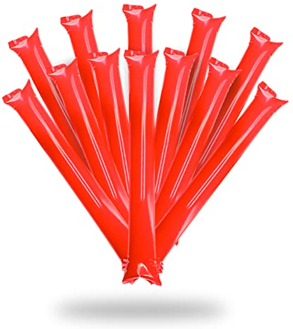 FUN FAN LINE®- Bam Bam Inflatable Stick Set für fußball Party, musikparty, Geburtstagsfeier. krachmacher Spiel beifall Luftballons. (100 Paare) (Red)