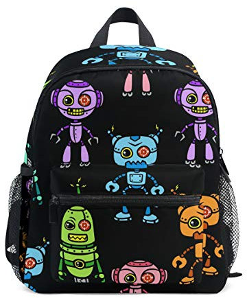 Linomo Karikatur Roboter Bunt Rucksack Daypacks Schultertasche Büchertasche Laptop Reisen Vorschule Kleinkind Rucksäcke Kindergarten Schulrucksack für Kinder Mädchen Jungen