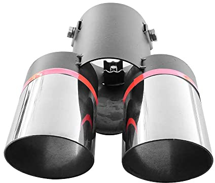 Doppel Auspuffblende Endrohr Auspuff Edelstahl Sport Rund Sportauspuff Universal Chrom Tuning Doppelblende Blende Schalldampfer Rostfrei AutoHobby
