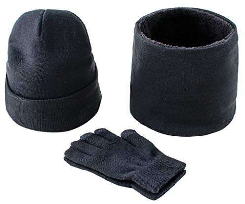 Rosennie Unisex Wintermütze Warm Strickmütze Schal und Handschuhe, 3 teilige Feinstrick Beanie Mütze Kombi Set Winterset Stretchmütze mit Schal und Handschuhen Set