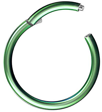 Piercing Ring Segmentring Clicker Scharnier Septum Tragus Helix Ohr Nase Lippe Nasenring Nasenpiercing Lippenpiercing Dünn Grün 0,8mm x 6mm
