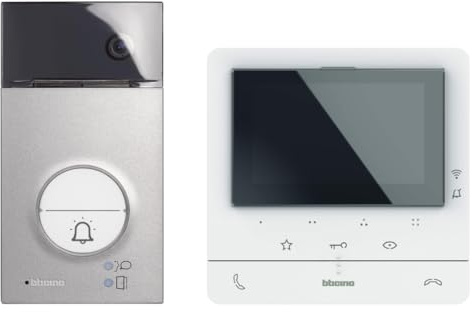 BTICINO, Flex ONE 2-Draht Videosprechanlagen WLAN Set, Classe 100 X16E mit 5 LCD-Display, 105° Weitwinkel Kamera, Video Speicherung, Transponder Türöffner-Schlüsselloser Zugang, IP54, IK10, 364932