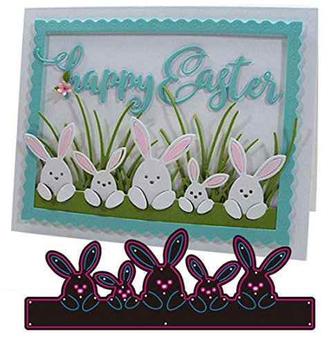 Metall-Stanzformen, Osterhasenfamilie, Osterhase, Schleife, Stanzschablonen für DIY, Scrapbooking, Alben, dekorative Prägepapier, Kartenherstellung