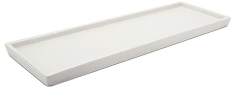 K&K Keramik Unterschale/Untersetzer 56x18cm für Balkonkasten 58x20x18cm weiß