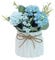 Künstliche Hortensien mit Topf, Hisow Mini Hortensien Künstliche Blumen Kunstpflanze in Keramik Vase für Büro Desktop Dekorationen (Blau)