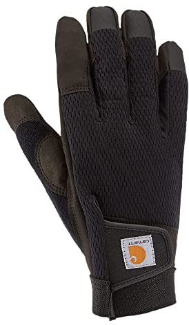 Carhartt Herren Kunstleder, hohe Fingerfertigkeit, berührungsempfindlich, sichere Manschette Handschuhe für kaltes Wetter, Schwarz, Large