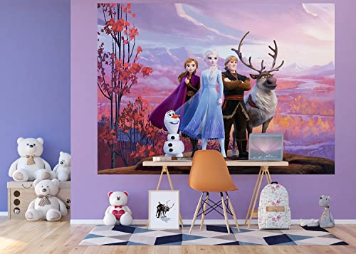 Disney La Reine des Neiges | Papier peint photo pour chambre d'enfant | 252 x 182 cm | 4 pièces | Frozen Anna et Elsa