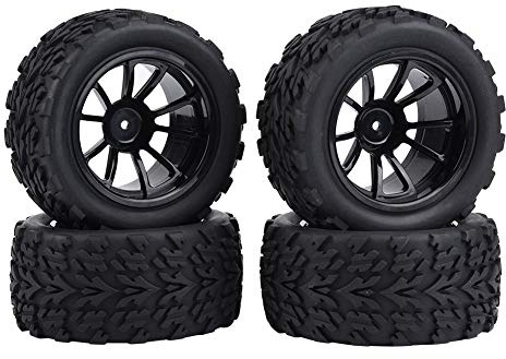 BuyWeek RC Auto Reifen, 4 Stück RC Auto Gummireifen mit Naben für HSP, für Redcat, für Exceed, für Traxxas, für Tamiya, für HPI 1/10 Maßstab RC Truck Auto (10 Holes)