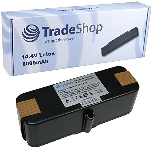 Trade-Shop Premium Li-Ion Akku 14,4V 6000mAh kompatibel mit iRobot Roomba 600 605 610 611 614 615 616 618 620 621 625 630 650 651 660 665 670 671 675 681 695 700 760 765 770 772 774 775 775 Pet