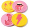 AellasNervalt 4Pcs Preppy Car Cup Coaster Smile Face Lightning Bolt Leopard Lip Silicone Drink Coasters Non-Slip Heat Resistant Cups Mat Cup Holders Auto Accessories for Teen Girls Pink Yellow 7.1 cm