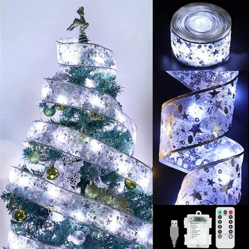 YeahBoom Stringa Fata Luci Led,10m/100 Led Luci Natale Fata Filo di Rame Luci,Ribbow Strisce Luci Led,Illuminazione Balcone per Decorazioni Albero di Natale Feste Matrimoni Vacanze