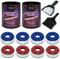 YDDS Shuffleboard-Pucks Set - 2 1/8 Zoll, Offizielle Größe, Rot, Blau - Shuffleboard Zubehör für 2,7 m/3,6 m Tisch, Medium Speed Wachs, Mini Bürste & Kehrschaufel, Geschenkbox