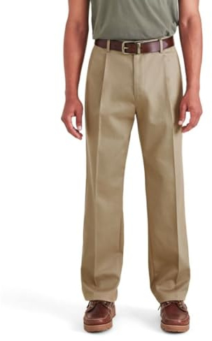 Dockers® Men's Signature Khaki Relaxed Fit Iron Free with Stain Defender® Pants - Pleated, New British Khaki, 38W x 30L
