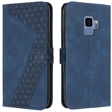OKZone Coque pour Samsung Galaxy S9, Etui Protection Housse Premium en Cuir PU Portefeuille Étui Téléphone [Fermoir Magnétique] [Fentes pour Cartes] Flip Case pour Samsung Galaxy S9（Bleu
