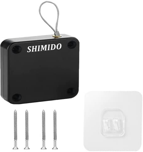 SHIMIDO Upgraded Retractable Automatic Door Closer - Tool-Free Installation, Powerful 3.5lb Pull Shuts Doors Completely - Compact Universal Fit for Screen, Sliding & Almost All Doors (Black)