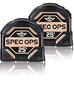 Spec Ops Tools-Maßband, 2 Stück, 7,6 m, 3,2 cm doppelseitige Klinge, 3,2 cm lange Klinge, in Militärqualität, 3% für Veteranen, 2 Stück