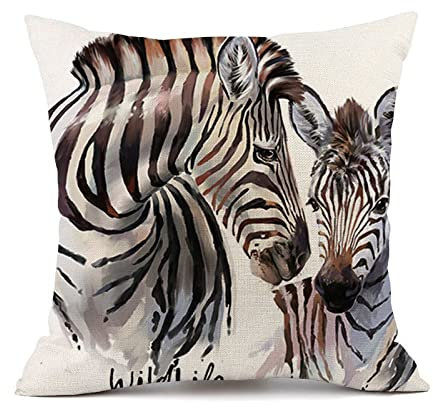 Kissenbezug 40x40 Zebra Sofakissen Baumwoll und Leinen Dekokissen Quadrat Kissenbezüge mit Reißverschluss Outdoor Kissen- für Wohnzimmer Auto Schlafzimmer