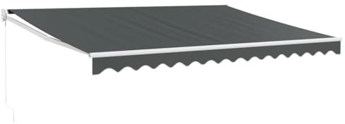 vidaXL Markise, Sonnenmarkise Einziehbar, Gelenkarmmarkise mit Kurbel, Terrassenmarkise Balkonmarkise Sonnenschutz, Anthrazit 4x3m Stoff Aluminium