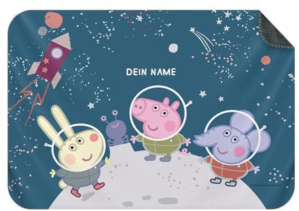PICANOVA – Kuscheldecke Peppa Pig – Personalisierte Decke mit Namen für Kinder – Premiumqualität Fleecedecke Perfekte Decke zum Kuscheln und Träumen – Astronaut 2 – 200x150cm