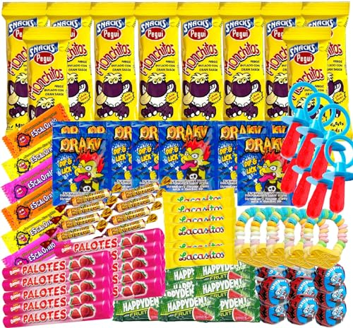 Super Pack Chuches de las Mejores Marcas Sin Gluten, Incluye Monchitos, Relojes, Palotes, Chupetes, Caramelos, Navidad, Cumpleaños y Fiestas de Niños. Relleno Piñata Regalo WikiMark (Caja de 100)