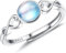 JeweBella Ring Silber 925 Damen Eleganter Mondstein/Opal Ring Verstellbar Ring Daumenring Fingerring