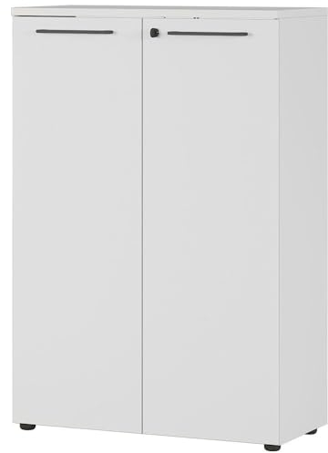 Lomadox Büroschrank Aktenschrank abschließbar Lichtgrau 80x120x40 cm