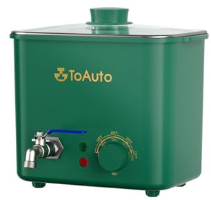 TOAUTO 8Lbs Green Wax Melter for Candle Making - DIY Electric Candle Wax Melting Pot with Quick Pour Valve & Temperature Controller for Candle Craft Maker Beginner AC 120V