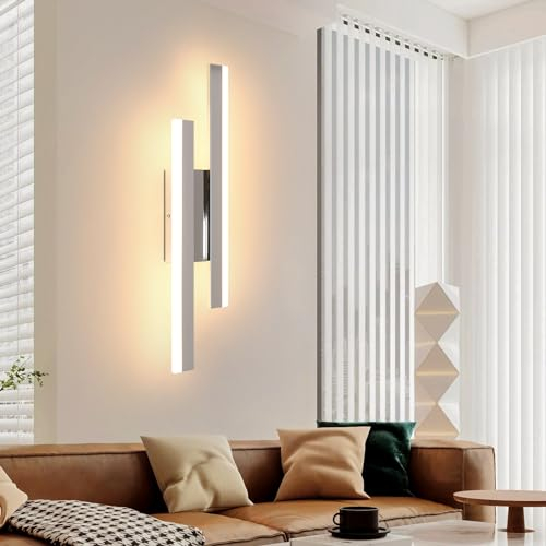 Comely Wandleuchte Innen LED Modern, 16W Wandlampe Innen aus Acryl, 3000K Warmweißes Wandleuchten für Wohnzimmer Restaurant Schlafzimmer Flur Treppenhaus Bar(Silbrig)