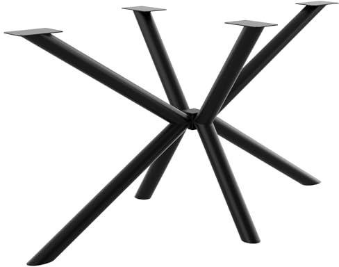 MetaloPro Spider - Pieds de table en métal robuste - Patins de table - Noir - Protection de sol - Cadre de table durable pour table basse moderne, table à manger, salon - 140 x 70 x 72 cm