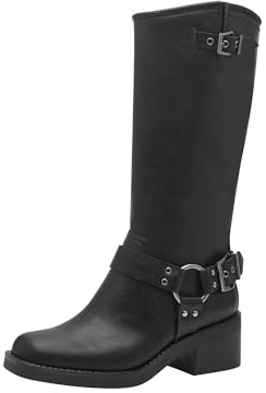 Tamaris Damen Langschaft-Stiefel Blockabsatz Vegan; BLACK, EU 40