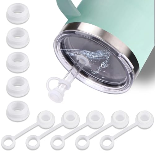 AIERSA Lot de 5 capuchons de paille et 5 bouchons anti-déversement pour couvercles de paille YETI, décorations de paille en silicone adaptées aux gobelets Yeti Cup de 50, 40, 61, 75, 76, 1 004 ml,