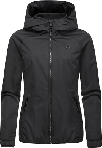 Ragwear wasserdichte und atmungsaktive Damen Übergangsjacke leichte kurze Funktionsjacke mit Kapuze Dizzie Tech YOUMODO Black Gr. XS